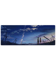 32x12 inches anime mouse pad with summer road scene, students under a huge spiral cloud and power lines.