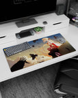 32x16 inches anime girl mouse pad showing a blonde heroine on a ledge under a pale moon as crows fly.