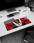 28x12 inches anime girl mouse pad featuring long black hair, red-eyed girl beside a broken red oni mask scene.