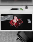 Anime mouse pad 32x16 inches featuring Zero Two from Darling in the Franxx, with neon-lit pop-art style and dark map background.