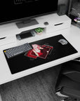 Anime mouse pad 32x16 inches featuring Zero Two from Darling in the Franxx, with neon-lit reds and pop-art style.