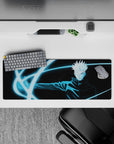 32x12 inches mouse pad with Gojo Satoru, bringing blue cursed energy to your desk, perfect for those who love intense anime action.