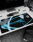 Large 40x20 inches desk pad with Gojo Satoru, featuring his powerful blue cursed energy, perfect for fans of intense anime action.
