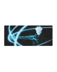 Mouse pad featuring Gojo Satoru, 28x12 inches, with blue cursed energy creating an intense vibe for any anime fan.