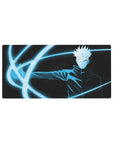Mouse pad featuring Gojo Satoru, 32x16 inches, with his iconic blue cursed energy, perfect for anime fans seeking power.