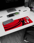 32x12 inches anime girl mouse pad showing red-eyed girl in profile, twin tails streaming like ribbons.