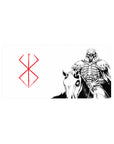 Mouse pad featuring the Skull Knight and the Brand of Sacrifice, 32x16 inches, with a bold, minimalistic design perfect for fans of Berserk’s eerie, ominous style.