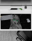 Bold 32x16 desk mat combines Zero Two's neon allure with monochrome design for impactful visuals
