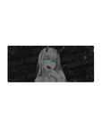 Streamlined Zero Two desk mat 28x12 featuring neon green eyes for bold workspace flair
