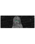 Compact Zero Two desk mat 32x12 with neon green eyes theme for stylish and sleek desk decor