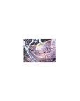Classic anime catgirl mouse pad 14x10 inches with silver hair, fluffy ears, lilac outfit, pouncing pose.