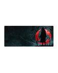 Streamlined Itachi Uchiha mouse pad 28x12 with blood-red moon and shadowy figure for bold desk decor