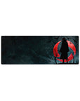 Compact Itachi Uchiha mouse pad 32x12 with eerie silhouette and crimson tones for a sleek dark aesthetic