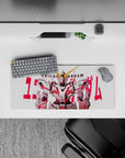 28x12 inches anime mouse pad in crisp white and gray armor with neon red psycho-frame accents.
