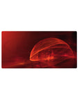 Mouse pad featuring Crimson Flame design, 32x16 inches, with deep crimson and fiery orange hues for a bold and passionate workspace vibe.