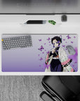 32x16 inches mouse pad showcasing Shinobu Kocho with fluttering butterflies, creating a tranquil, elegant atmosphere on your desk.
