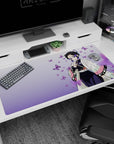 Large 40x20 inches desk pad with Shinobu Kocho from Demon Slayer, capturing her grace and elegance with soothing colors and delicate butterflies.
