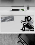 32x16 inches mouse pad in black, white, and red; calm cozy vibe with sharp ink-brush drama.