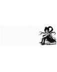 32x12 inches anime girl mouse pad with ink-wash splatter, katana accent, and school uniform on white.