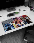 Persona 5 anime mouse pad featuring Makoto, Hifumi, and Ichiko in a 32x16 inch design with bold kanji and vivid contrasts.