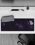 32x12 inches mouse pad with purple marble design, blending deep black and luminous purple veins for a mysterious, cosmic aesthetic.