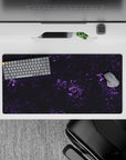 32x16 inches mouse pad with purple marble design, blending cosmic purple veins and deep black for an elegant and vibrant aesthetic.