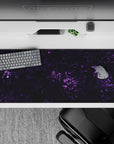 36x16 inches mouse pad with purple marble design, featuring luminous purple veins and deep black backdrop for a bold, mysterious aesthetic.