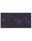 Mouse pad featuring purple marble design, 32x16 inches, with luminous purple veins on a deep black backdrop for a bold, sophisticated vibe.
