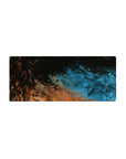 Celestial abstract 28x12 mouse pad with deep blues and fiery copper tones for a striking cosmic design that enhances your desk