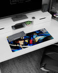 Dynamic Jotaro Kujo artwork on 28x12 desk mat perfect for celebrating JoJo's iconic Stand Battles legacy