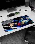 Precision and power design on 32x16 desk mat brings JoJo's Stand Battles to life with striking art