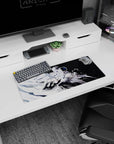 28x12 inches anime mouse pad showing aqua-eyed angel girl drifting beside a bulky astronaut.