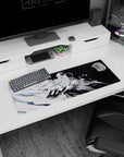 32x12 inches mouse pad showing floating silver-haired angel girl and bulky astronaut in a starry orbit.