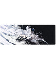 32x12 inches anime girl mouse pad with silver-haired angel in space, uniform outfit, stars and astronaut.