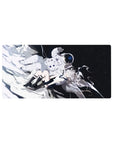 32x16 inches anime girl mouse pad with silver-haired angel in space, stars, and floating astronaut.