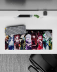 28x12 inches anime girl mouse pad in icy white, candy red, violet, and electric green neon vibe.