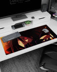 Blazing red Sharingan artwork on 36x16 desk pad ideal for fans of Naruto's iconic shinobi