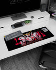 Mobile Suit Gundam Unicorn mouse pad 32x12 inches with RX-0 Unicorn Gundam staring straight ahead.