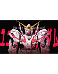 Mobile Suit Gundam Unicorn desk pad 40x20 inches with RX-0 Unicorn front pose on black poster style.