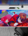 Cute pastel anime desk pad 40x20 inches in candy blues and hot pink skies for a calm dreamy vibe.