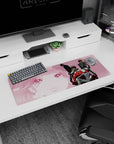 32x12 inches anime mouse pad featuring a pinstripe-suited boss lounging in a red velvet chair, legs crossed.