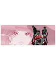 32x12 inches anime mouse pad with manga face backdrop and four sharp-suited street gang delinquents.