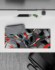 Persona 5 mouse pad 28x12 inches featuring Phantom Thieves' masks, bold shadows, and red swirls for a stylish desk mat.