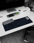Small but impactful 32x12 desk mat showcases serene depth with striking blue-and-black contrast
