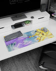 Anime mouse pad 32x12 inches featuring Naruto's Kurama form vs Sasuke's Susanoo, vibrant colors and intense clash.