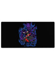 Anime mouse pad 32x16 inches featuring Itachi Uchiha from Naruto with Susanoo, purple flames, and Akatsuki cloak.