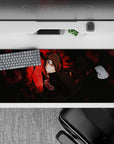 36x16 inches desk pad with Itachi Uchiha, featuring his Sharingan and Akatsuki robe, perfect for fans of this iconic Naruto character.