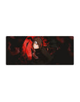 Mouse pad featuring Itachi Uchiha, 28x12 inches, with his Sharingan and Akatsuki robe, creating a powerful and mysterious vibe.