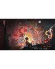 Anime desk pad featuring a 40x20 inch mystical scene with a lone figure painting among swirling demons and gods.