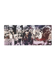 Goblin Slayer anime mouse pad 28x12 inches with armored hero over manga panel collage, crisp linework.